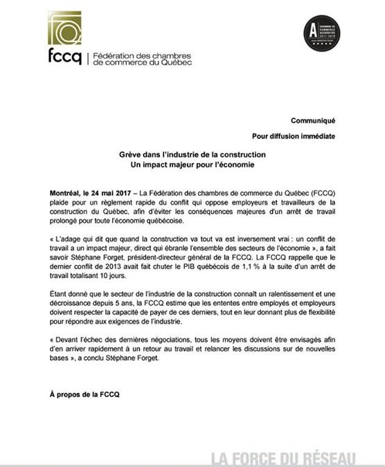 Grève de la construction…