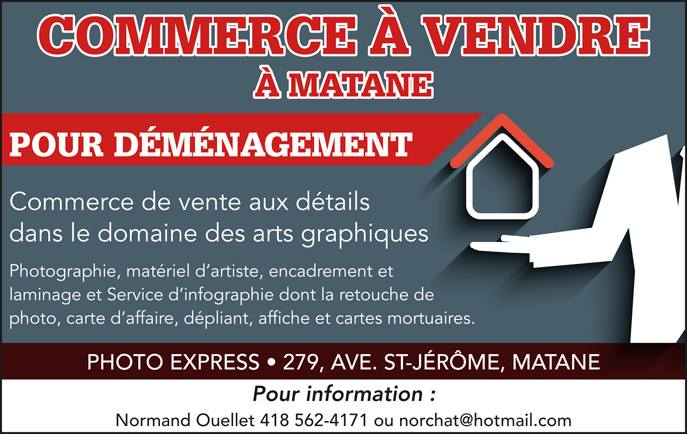 Photo Express Inc. est à vendre pour déménagement. Une belle opportunité pour vo…