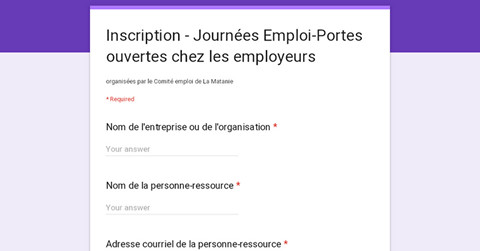 Inscription – Journées Emploi-Portes ouvertes chez les employeurs