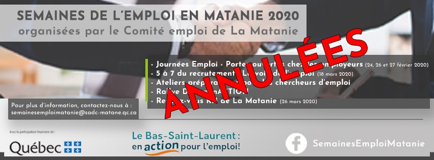 ANNONCE IMPORTANTE – ANNULATIONS…