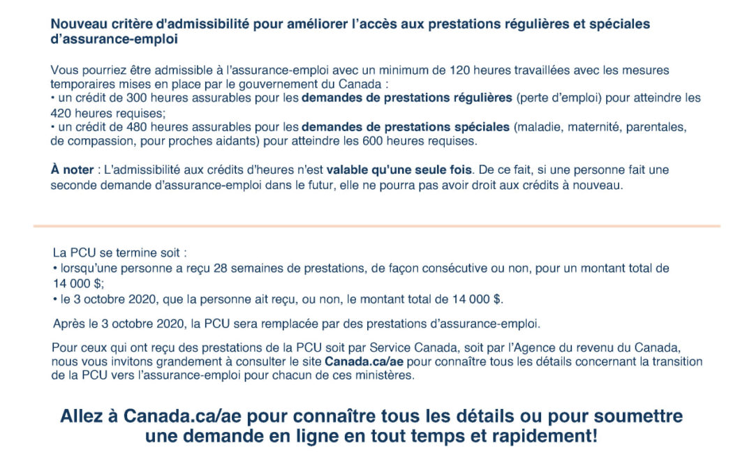 Service Canada souhaite offrir un accompagnement en cette période difficile pour…